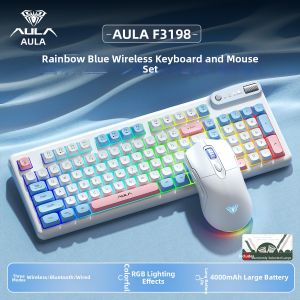 AULA | 3-Mode Wireless Bluetooth Quiet Gaming Office Keyboard Mouse Set