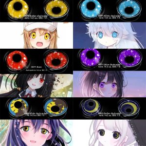 EYESHARE 1 คู่คอสเพลย์สีคอนแทคเลนส์อะนิเมะสีแดงความงามแต่งหน้าเลนส์ฮาโลวีนสีฟ้าสีชมพูตาเลนส์ตาสีม่วง Contact