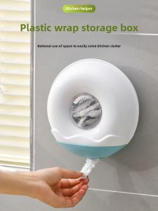 Kitchen Use Disposable Plastic Wrap Cover Storage Box Wall Hanging Organization Box  Keeping Bag Wrap Holder