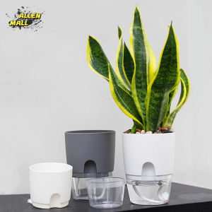 Water Inlet Self Watering Pot White Pots For Plants With Wick Rope for Indoor Outdoor Windowsill Gardens（White or Grey）