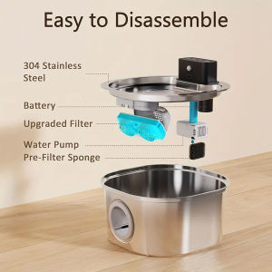 3.2L stainless steel automatic Cat water Fountain 4000mAH with motion sensor and battery power supply For Cats Dogs