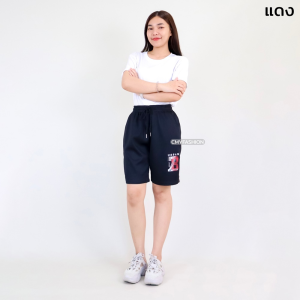 5722# กางเกงขาสั้น ขา 5 ส่วน สกรีนลายตัวอักร ภาษาอังกฤษ ผ้าเกาหลี เนื้อผ้านิ่ม