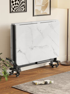 โต๊ะทานอาหารพับได้บางเฉียบสำหรับบ้านสไตล์ยุโรป ขนาดเล็ก โต๊ะรับประทานอาหารแบบเคลื่อนที่ได้ โต๊ะทานอาหารทรงสี่เหลี่ยมจัตุรัส