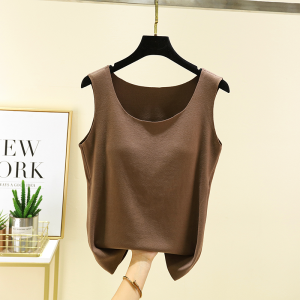 Double-Sided Fleece Warm Vest Womens Seamless Close-Fitting Base Layer Top Strap Underwear Fleece-Lined Autumn Winter