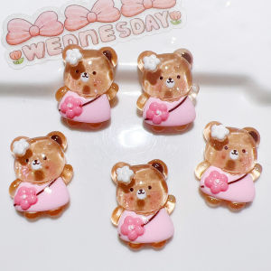 Transparent Resin Honey Bear Glitter DIY Mobile Phone Case Handmade Patch Decorations Cute Cartoon Hair Accessories