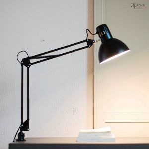 American-Style Long Arm Foldable Desk Lamp Clip-on Plug-in for Learning Students Bedroom Desk Computer Eye-Protection Reading Lamp