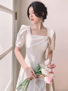 Maidsmaid Dress Luxurious French Evening Gown 2025 New Daily Mini Dress Registration White Skirt Usable in Daily Life
