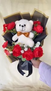 premium buket bunga boneka buket valentine kado cewek  buket ulangtahun buket anniversary Buket Boneka Graduation boneka anniversary bucket bunga bouquet flowers free kartu ucapan
