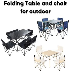 Foldable Portable Outdoor Camping Picnic Table Set With Chair 7 piece Set Seater/ Meja Kerusi set untuk khemah