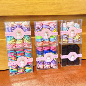 90pcs/set Candy Color Hair Rope for Kids Simplicity High Stretch No Hair Damage Hair Tie Fashion Girl Scrunchies