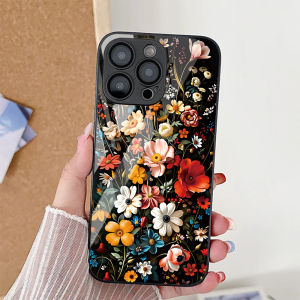 Tempered Glass Flowers Phone Case For Samsung S24 Ultra S25 S23 5G S21 FE S25 Plus S22 S20 FE A53 A52 A51 Case Cover Shockproof