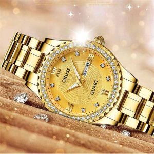 Jam Tangan Wanita Original ORUSS Diamond Anti Air Murah Elegan Import Gaya Korea Analog