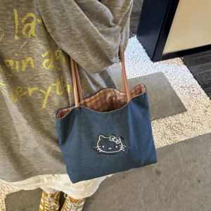 New KT Spring Summer Denim Handbag Portable Mini Shoulder Bag Womens Commuting Outdoor Carry-on Bag Cute Versatile Canvas Bag