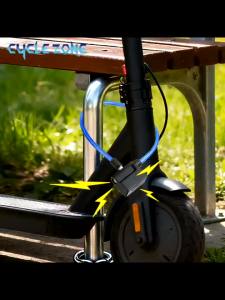 CYCLE ZONE | Security Cable Lock with Alarm High Sensitivity Vibration Alarm Safety Bicycle Padlock Heavy Duty Steel Cable Bike Ring Lock ﻿