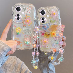 New Casing OPPO Reno11 Reno11F 11F 11 F Reno11 Pro 5G Hot Cute Cartoon 3D Dolls Flower Phone Case Creative Anti-fall Cream Soft Cover with Fashion Lanyard 2024