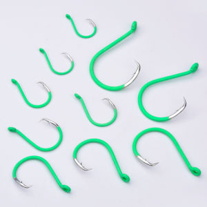 10 Cái Móc Câu Cá Bằng Thép Carbon Cao Màu Xanh Huỳnh Quang Móc Câu Cá Sắc Bén Có Gai 1/0 # -10/0 # Hồ Chứa Cá Chép Cá Vược