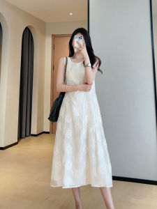 plus Size Womens Summer Slimming Sleeveless Dress Trendy Vest Dress High Waist A-Line Skirt Korean Style Commute Wind Casual