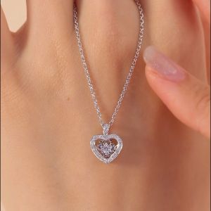 LAZO DIAMOND Alluring Heart Dancing DIAMOND Pendant in 9k Wihte Gold