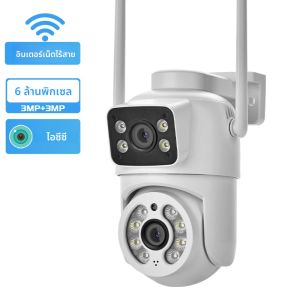 3K 6MP Mini Dual เลนส์หน้าจอคู่ PTZ WIFI กล้อง HD กล้อง IP กลางแจ้งการติดตามอัตโนมัติป้องกันความปลอดภัยกล้องวงจรปิดการเฝ้าระวัง ICSee