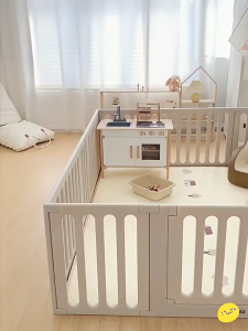 Beige Playpen Baby Playpen for Babies Kids Playpen Baby Fence Child Safety Fence Indoor Play Yard with Door Lock Multiple Sizes