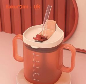 Sakumini 2 in 1 Trainning Cup Duckbill Straw Gelas Minum Sedotan Anak 250Ml