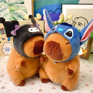 Đồ Chơi Thú Nhồi Bông Capybara Với Mũ Pikachu Thiết Kế Stitch Lucifer Cat Thú Nhồi Bông Sáng Tạo Móc Khóa Thú Capybara Quà Tặng Cho Bé Gái