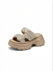 Belle | Glitter Star Flat Sandal Shoes Thick Sole Height-Increasing