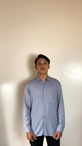 Kemeja Polos Pria Lengan Panjang Slim Fit Abu-abu Muda