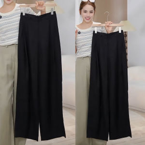 XIANGHOUMINCHU | High-quality Linen Anti-wrinkle Flared Pants Womens High-waist Straight Loose Trousers