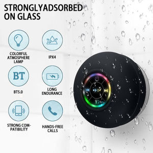 Color LED Bluetooth Speaker with Suction Cup Waterproof Wireless Speaker for Shower Pool Party Portable Outdoor Travel Speaker
