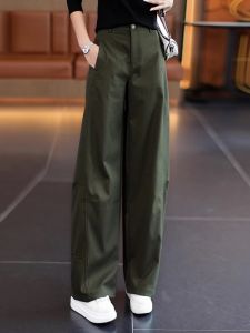 Military Green Wide Leg Pants Womens High Waist Casual Trousers Loose Straight Blade Pants Autumn 2025 New Style Harlan Pants