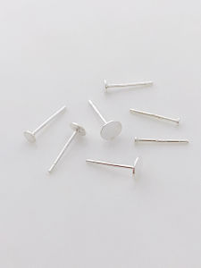 S925 Pure Silver Handmade DIY Earring Materials with Flat Head Pearl Disc for Stick-On Pearl Ear Support