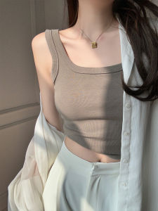 เสื้อกั๊กสายเดี่ยวแขนกุดฤดูร้อนสำหรับผู้หญิง ดีไซน์หลังสวย สไตล์ใหม่ 2025 เสื้อชั้นในสีขาว ใส่ได้ตลอดทั้งปี เสื้อชั้นในแขนกุด