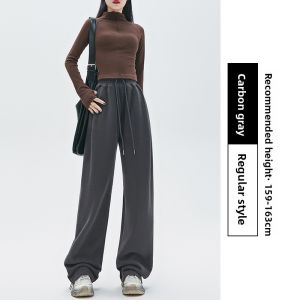 Miiow | Womens Fleece Lined Casual Loose Fit Two-Way Wear Wide Leg Grey Sweatpants Spring Autumn Winter New Arrival MiiOW Cat Person