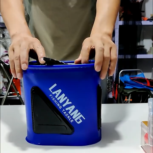 20/22/24 CM Foldable Fishing Bucket Portable Handle Double Zipper Mesh Cover EVA Leak-proof Collapsible Water Storage Pail Container Fishing Accessories S6-FM-SG