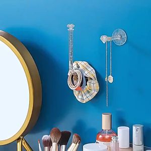 Transparent L-shaped Hair Rope Holder Bathroom Punch-free Hairband Storage Rack Wall-mounted Sundries Storage Holder Girls Hair Accessories Organizer Hanger Jewelry Hair Ties Display Rack