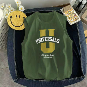 Áo Vest Không Tay American Style Rộng Rãi Cho Nam Mùa Hè Thời Trang Phong Cách HongKong Thể Thao Thường Ngày Dán Nhãn Quần Áo Học Sinh Áo Len Cotton Thoáng Khí