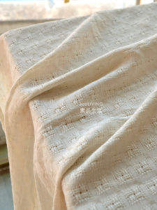 Modern Simple French Country Style Tablecloth Cream Checkered Polyester Fabric Tea Table Decorative Cover Cloth Dustproof