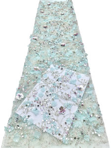 French 3D Sequins Lace Fabric 2026 High Quality Nigerian Sequins Mesh Lace Fabrics for African Wedding Dresses Sewing 5 Yards