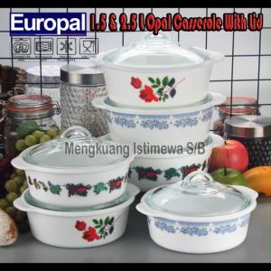 1.5L/2.5L OPAL GLASS QUALITY HEAT RESISTANT CASSEROLE WITH LID LZ02098JR