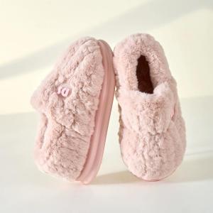 MONLEYTA | Womens Cotton Slippers With Fleece Indoor Home Thick Bottom Anti-slip Plush Slippers Warmth Comfortable Home Slippers