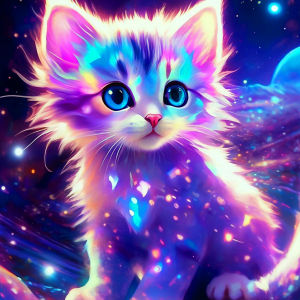 Huacan Full Square Round Diamond Painting Rainbow Galaxy Sparkling Cat Diamond Embroidery Animal Art Decorative Paintings