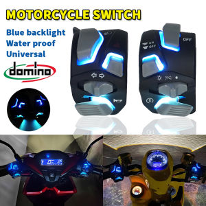 PMShop Domino Handle Switch / Illuminated Switch / Thai Switch With Lighting Universal 3ways Waterproof Horn High Low Beam Light Headlight With Hazard Light Passing Light Blue made in Thailand