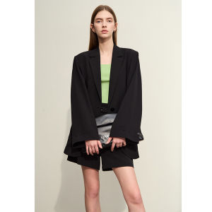 Amii Minimalist Womens Blazer UV Protection Cool Feeling Wide Shoulder Notch Collar Formal Outerwear Fashionable All Seasons