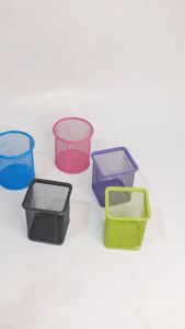 SOS Pen Stand Besi Segi/Bulat / Pen Holder / Pen Organizer / Tempat Pen/Pen Box