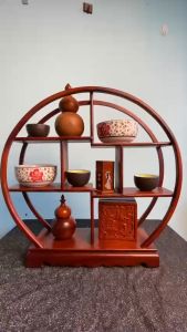 Kệ mini gia dụng gỗ gõ hình tròn cao 42 ngang 45