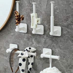 1 Pcs ABS L-Shape Scalable Punch-Free Hook for Coats Hats Towels Clothes Kitchen Rack Roll Bathroom Hook Tissue Hanger
