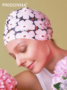 Pridonna Silicone Waterproof Swimming Cap Large Size for Women Long Hair Not Tight Head Nordic Print Fashionable Ear Protection