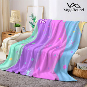 Pastel Rainbow Wave Flannel Blanket Warm Soft Halloween Christmas Decorative Couch Warm Cozy All-Season Gift