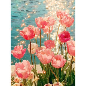 500 1000 1200 2000pcs Puzzle Fun Colorful Tulip Flower Field By The Seaside For Adults Family Game Night Brain Teaser Toy Gift